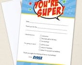 Superhero party - Set of 15 custom thank you cards - Printable file also available Il_170x135