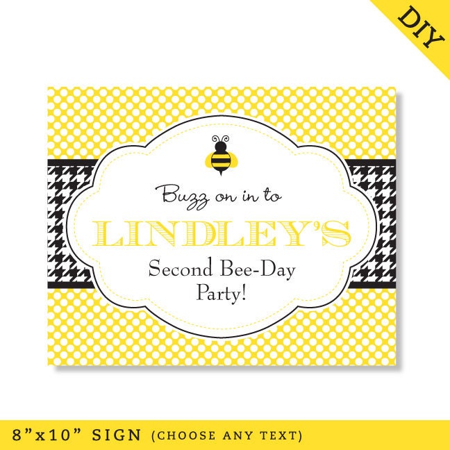 Bumblebee party - Personalized DIY printable sign