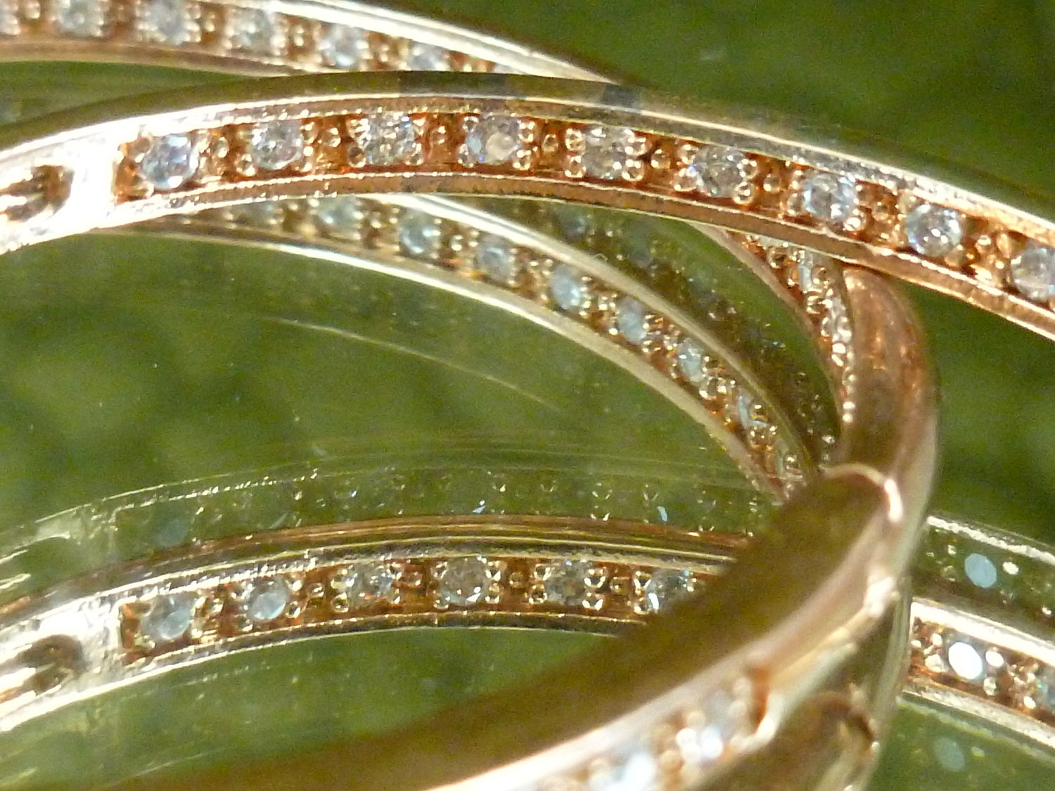 Rose gold plate earrings with crystal stones