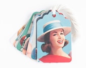 Vintage Magazine Gift Tags: Sixties Fashion Tags, Set of 10, Repurposed Magazines, Upcycled Gift Wrap Trim, Inventory Hang Tags, No.  1342