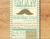 Mustache Baby  Shower Invitation-Digital Custom Card-Baby Boy