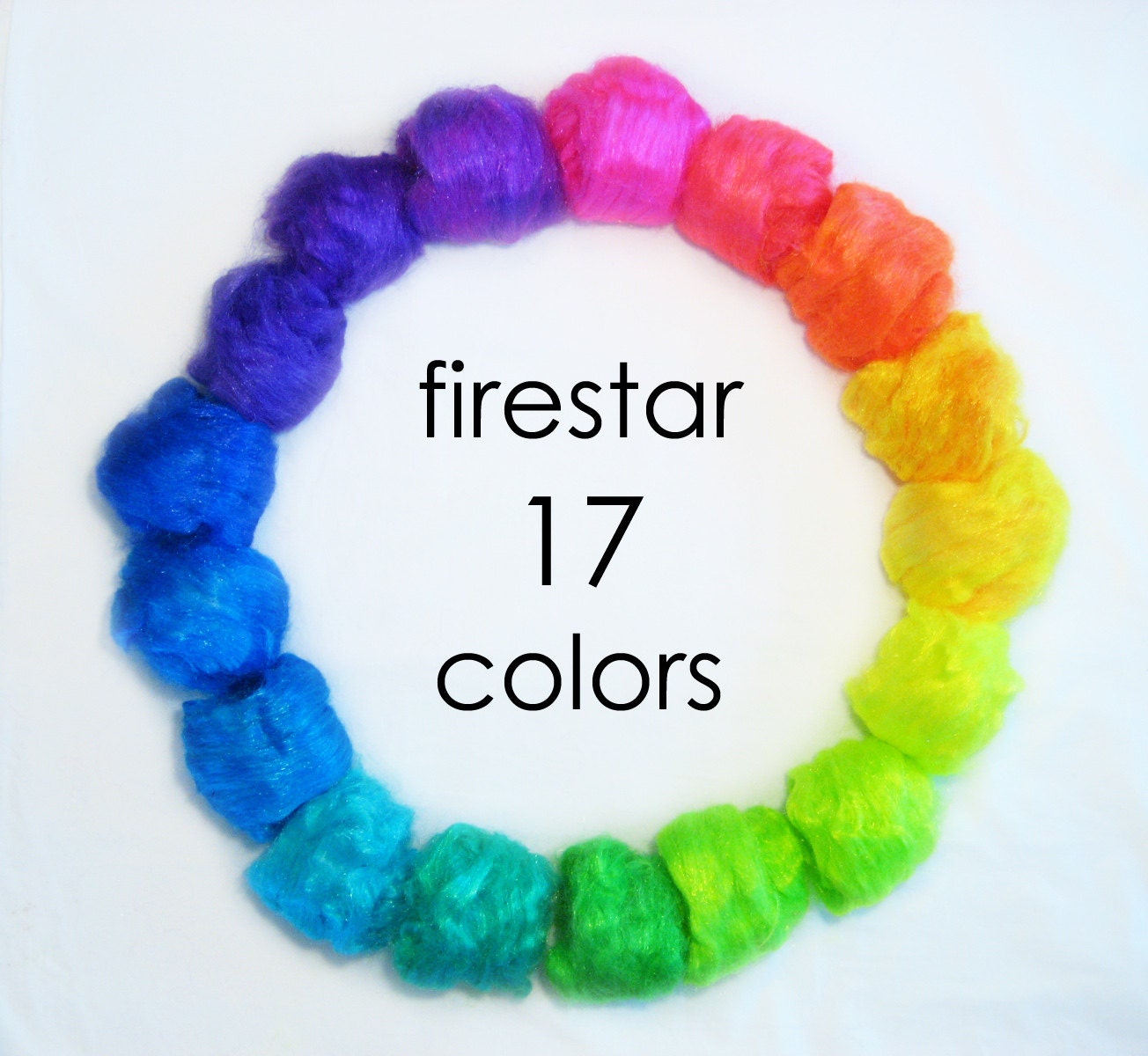Neon Rainbow Lightning - 100% Firestar Trilobal Nylon spinning fiber - 17 colors - 5.3 oz. (150g) - GLOWS under Blacklight