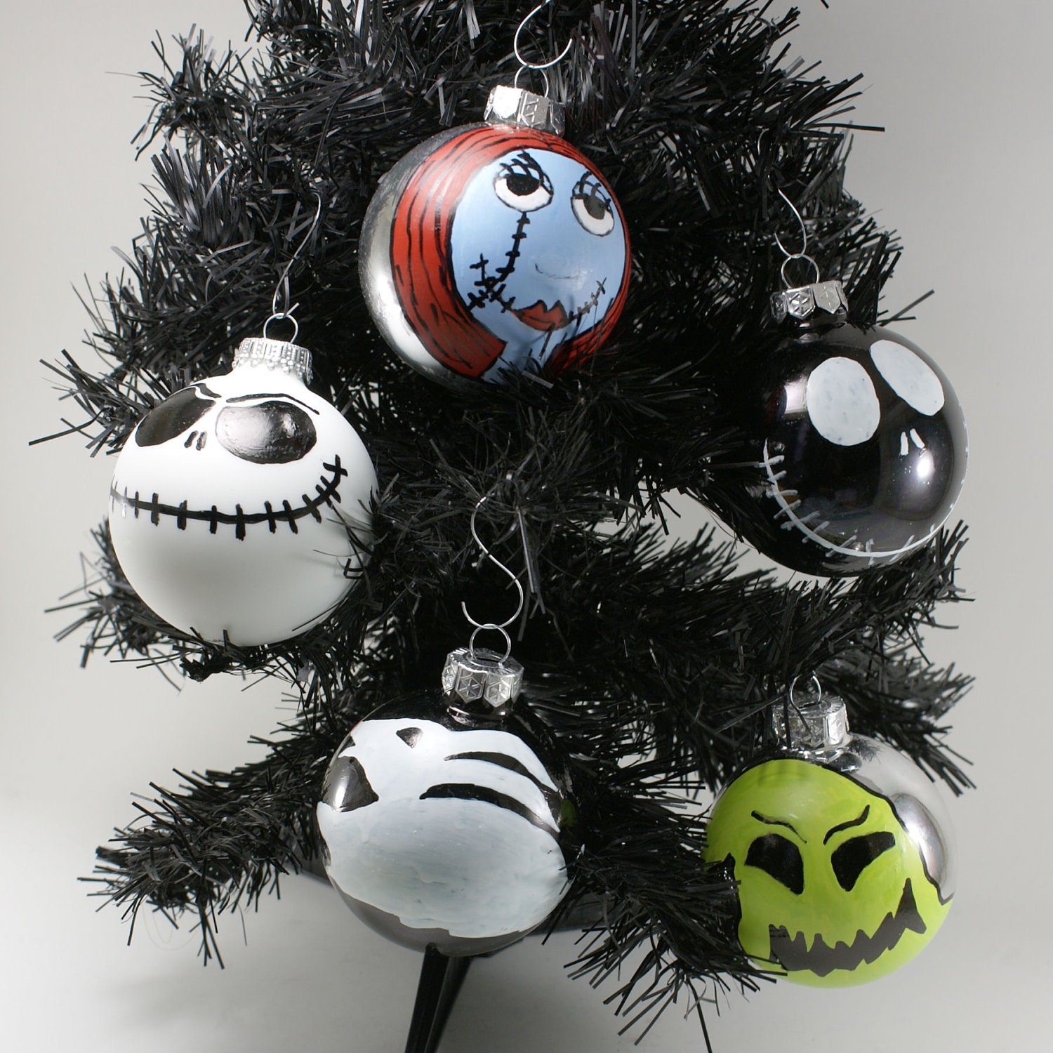 The Nightmare Before Christmas Jack Skellington, Sally, Oogie Boogie & Zero  set of 5 Ornament Hand Painted Glass Ornament CO 35
