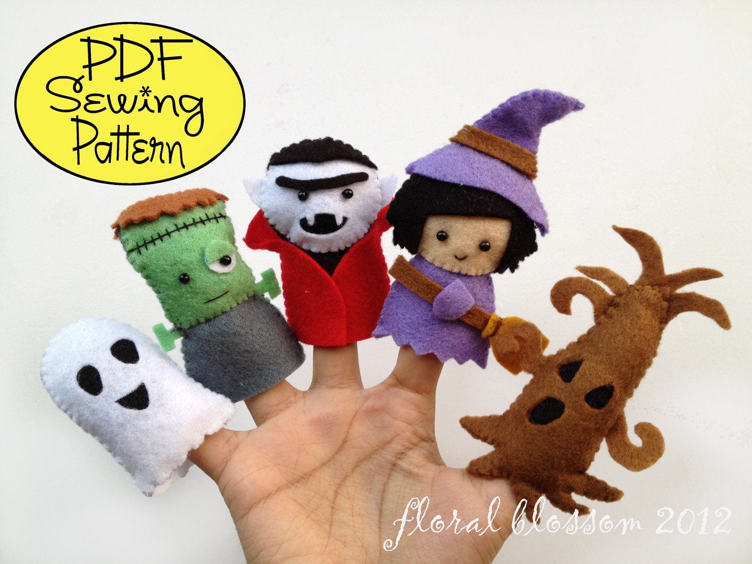 PDF Pattern: Halloween Friends 02 Felt Finger Puppets