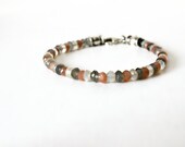 Moonstone Bracelet with Flower Pendant