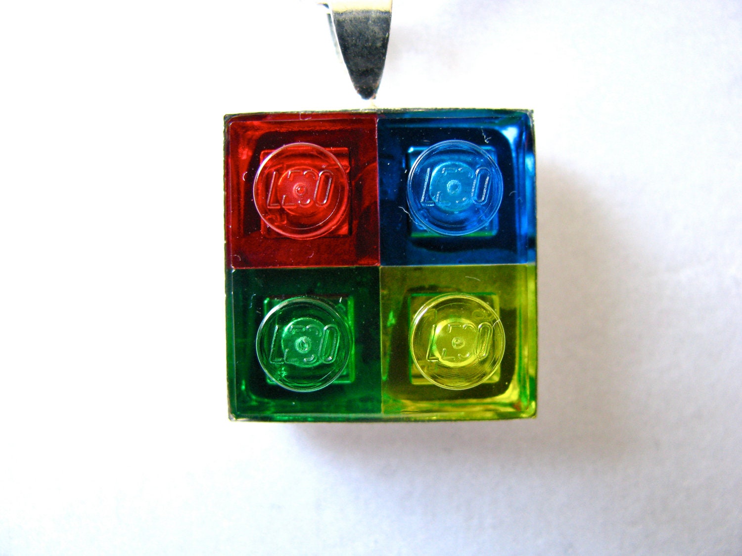 Transparent Primary Brick Mosaic Necklace