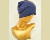 Gone To Paris Dark Blue recycled cashmere Hat M Vintage Button