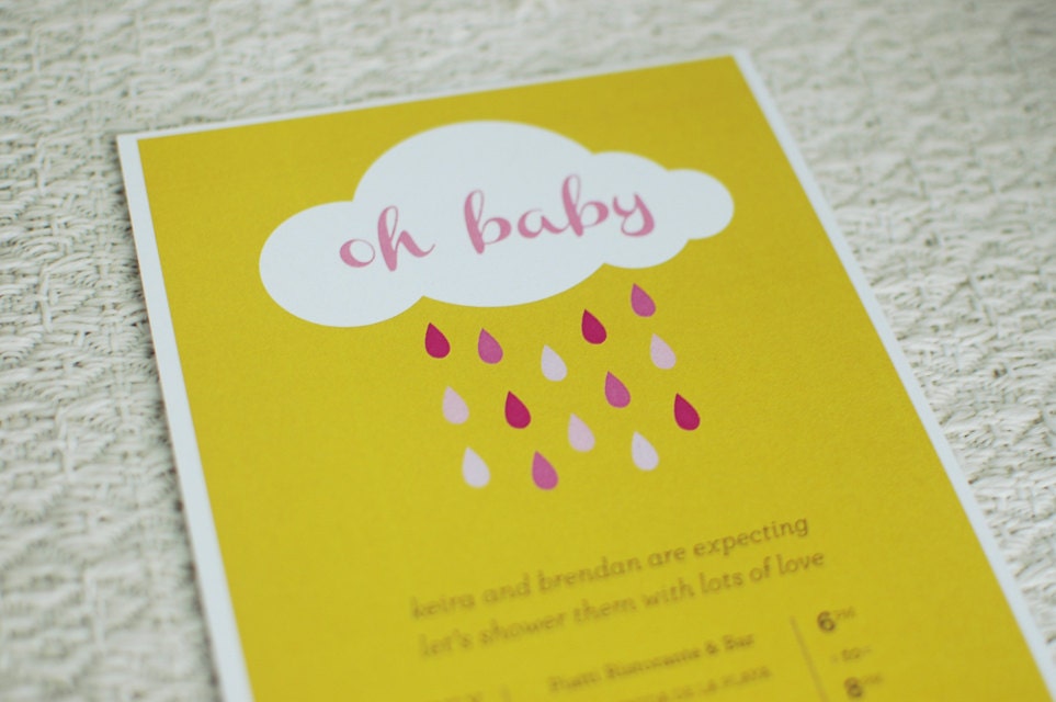 OH BABY - customized printable baby shower invitation, mint yellow pink