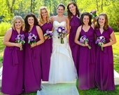 LONG slender A-LINE Free-Style Dress -- convertible wrap dress -- Basic Sizes -- bridesmaid, cocktail, or everyday wear -- over 300 colors