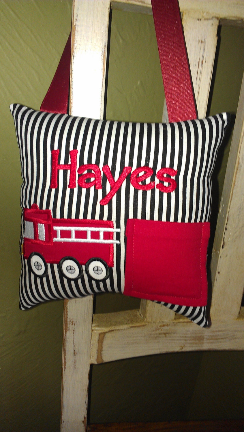 Personalized Fire Truck Tooth Fairy Pillow