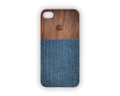 Jeans iPhone Case Faux Denim Wood Protective Rustic Earth Day Woodland Outdoors Men Women Blue Jeans Apple Country Classic iPhone 5 4S 4