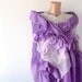 Nuno felted scarf Purple pink roses silk