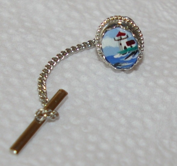 Nautical Tie Tack  Light House design  Vintage 1980's