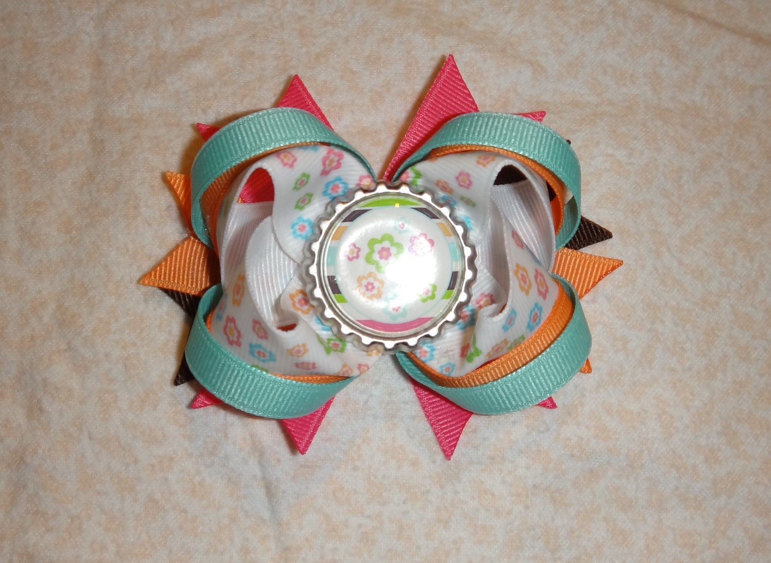 M2MG Growing Flowers --Flower--  Twisted Boutique 4 Inch Bow with Loops and Spikes