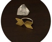 Dual Chevron Ring // Southwestern Sterling Silver Golden Brass