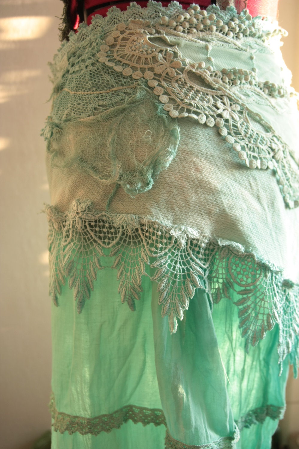 Sea garden, wrap skirt with long underskirt