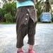 KID' s Unisex Pants - Dark Brown Stretch Cotton Drop Crotch Pants With 1 Patched Pocket