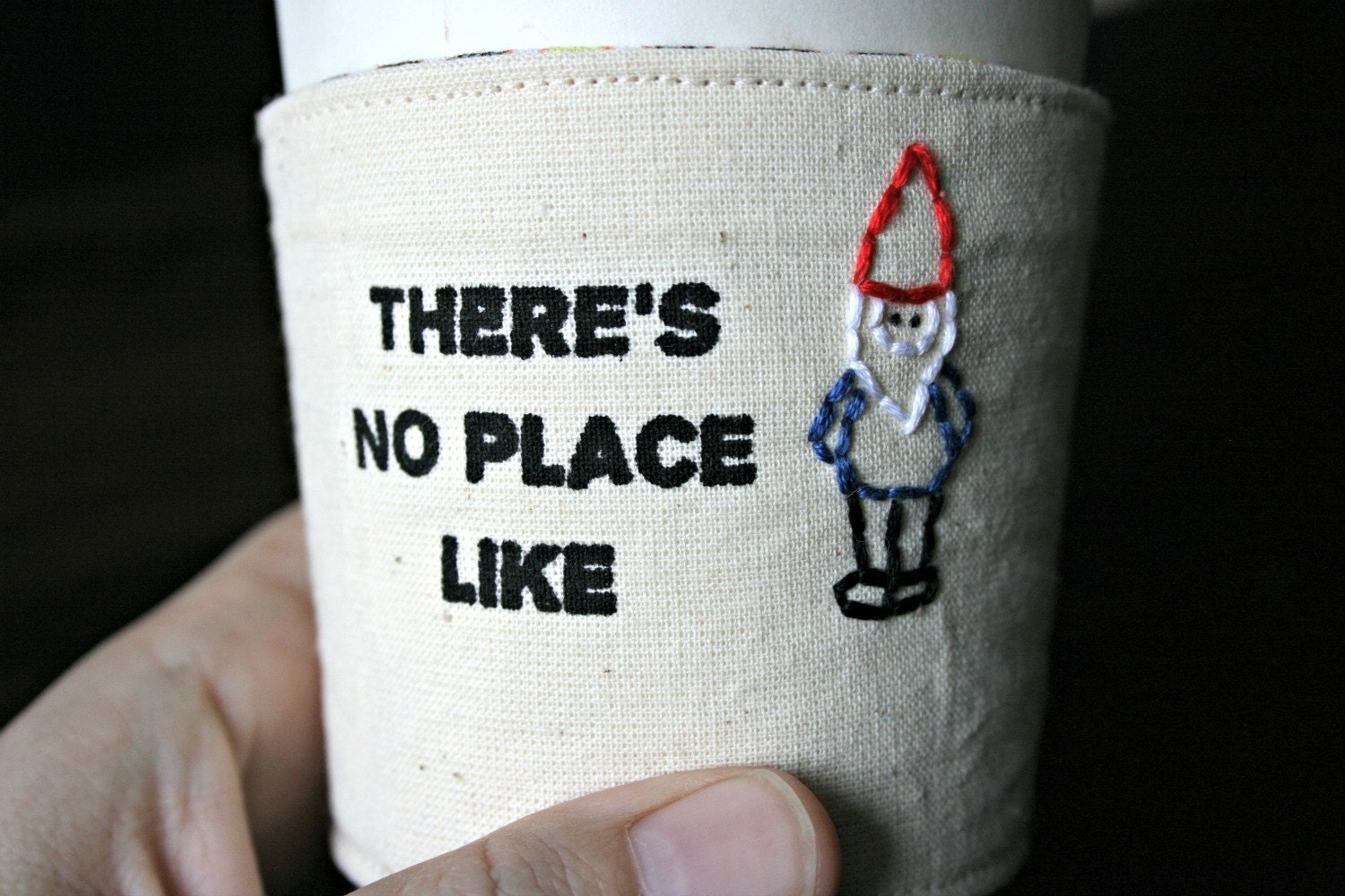 Gnome cup cozy.