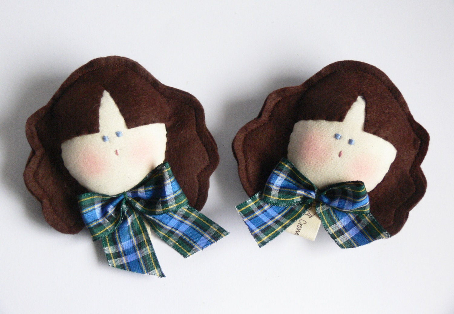 1 Cloth Doll BROOCH accessory for big and little girls - cotton and felt girly BROOCH