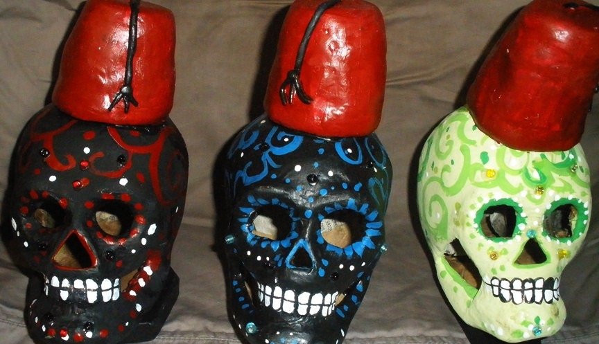 Day Of The Dead Paper Mache Sugar Skulls