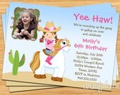 Cowgirl Horse Birthday Party Invitation with Photo Il_170x135
