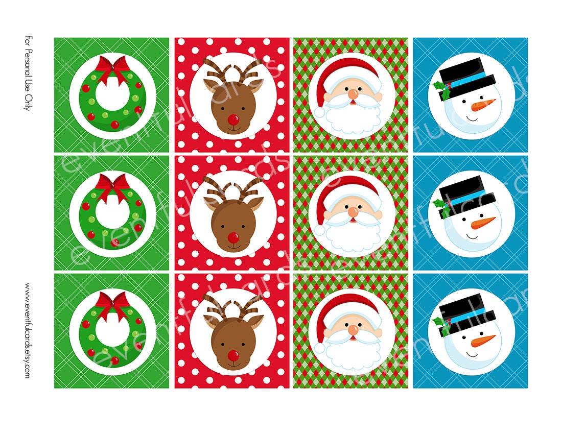 INSTANT DOWNLOAD Santa Party Circles - Christmas Cupcake Toppers - Stickers - Printable Il_170x135