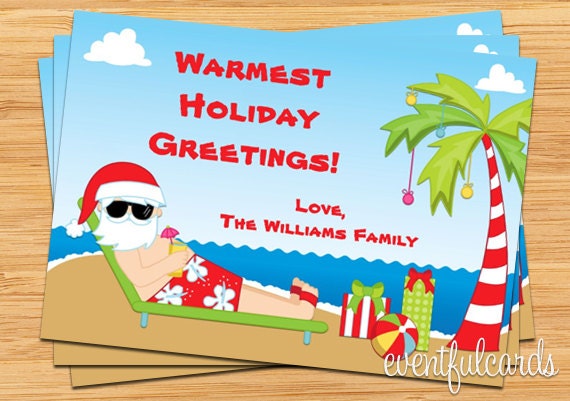 Santa Claus Beach Christmas Card Il_570xn