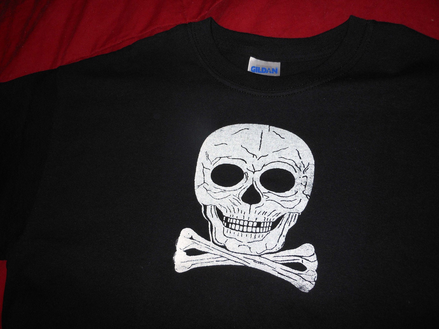 SKULL punk goth t shirt Black medium m halloween scary