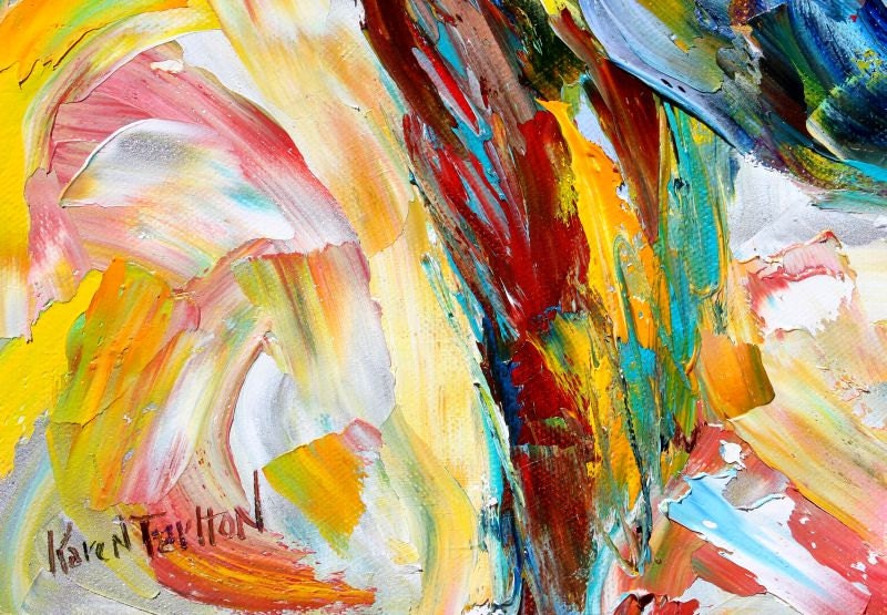 California Bear painting on canvas modern texture impressionism oil palette knife fine art by Karen Tarlton