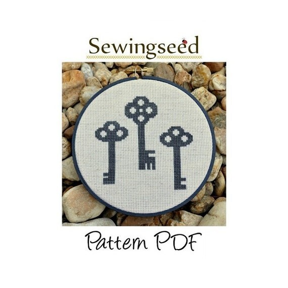 Skeleton Keys Cross Stitch Pattern, INSTANT DOWNLOAD