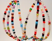 Confetti Bead Hoop Earrings, Colorful Boho Chic, Beaded Half Hoop Dangle Earrings