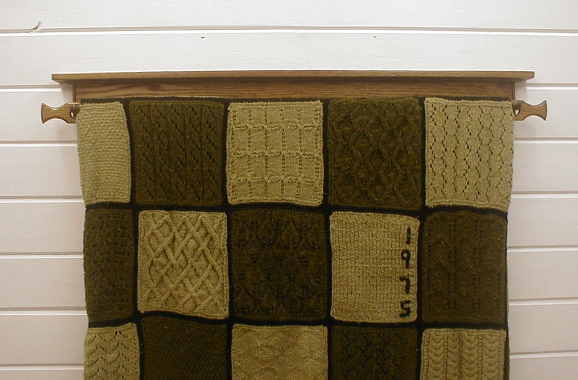 44 inch Wall Mounted Oak Hardwood Quilt Rack Dark Golden Oak