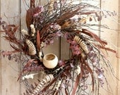Dried Flower Wreath - Wreath - Eucalyptus Wreath - Autumn Wreath - Year Round Wreath - READY TO SHIP