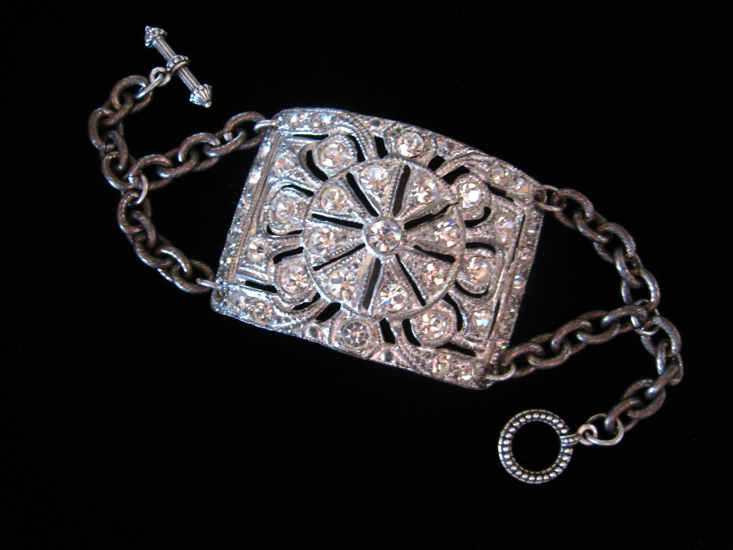 Vitage Art Deco Crystal Shoe Buckle Bracelet c1920
