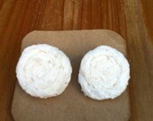 Ivory Lace Rosette Earrings