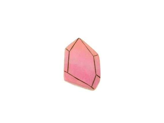 pink ombre wooden gem brooch