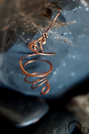Copper Cocoon Spiral Earrings