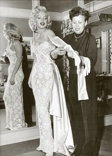 Marilyn Monroes White Silk Satin and Alencon Beaded Lace Dress Formal Wiggle Wedding Gown and Train