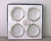Vintage Glass and Silverplate Coasters in Original Packaging by Leonard
