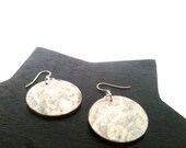 Moonbeam - Handpainted Earth's Moon Lunar Luna Pearlescent White and Grey Round Oval Wood Earrings
