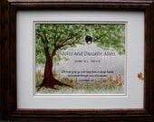Made to Order, Custom Calligraphy, Wedding, Anniversary, Calligraphy, Love Birds, Earth Tones.
