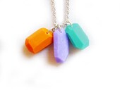 Geometric Necklace, Polymer Clay Stones in Orange, Purple, Turquoise -  Color Block Jewelry - Rare Diamonds Collection