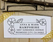 Custom Rubber Stamp - Self Inking Address Stamp - Flower Bloom