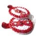 Earrings Red White Sequins embroidered felt