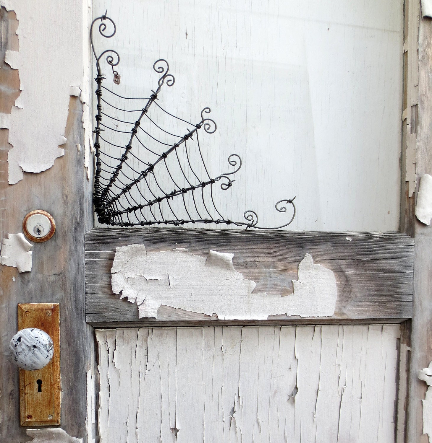 Twisted 12"  Barbed Wire Corner Spider Web For Halloween