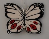 Unique Butterfly Necklace Handmade Ceramic 18" Italian Sterling Silver Chain Included