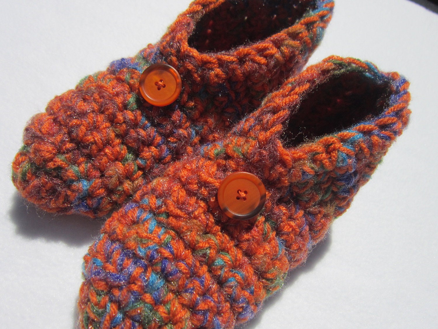 Crochet Slippers in Rust Size Small