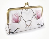 Clutch purse with magnolia and pure silk lining