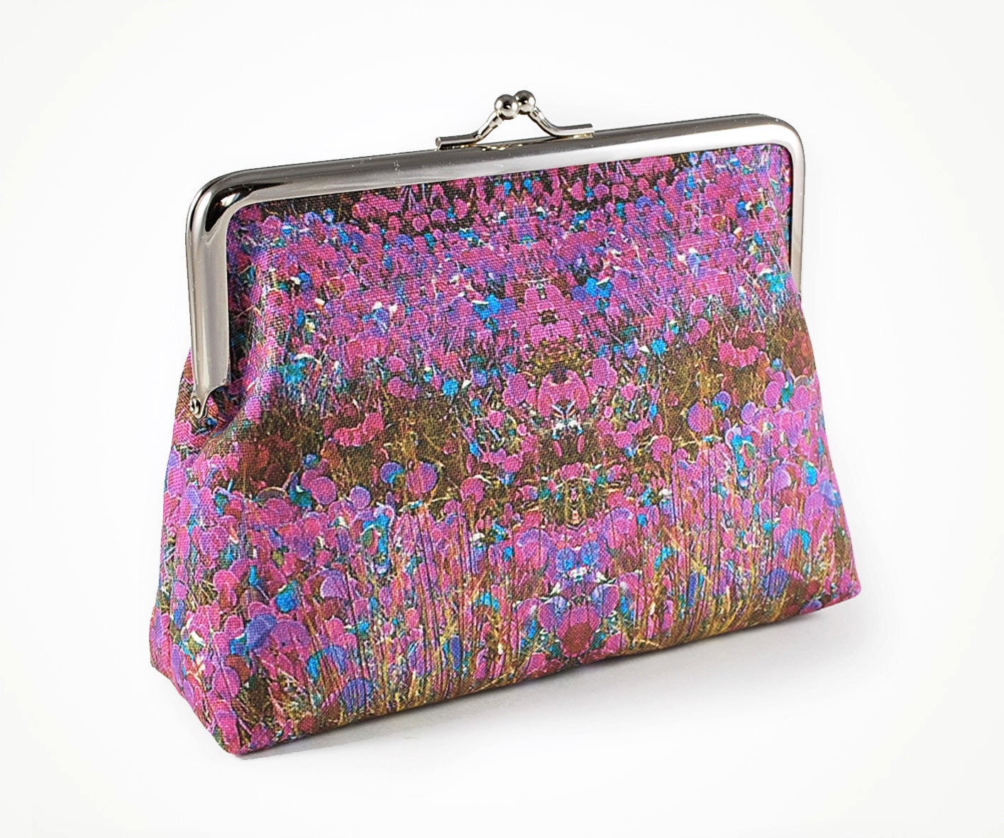 Crimson and purple flower purse