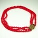 Vintage Red Glass Bead Necklace Memory Wire Coil Bracelet Set